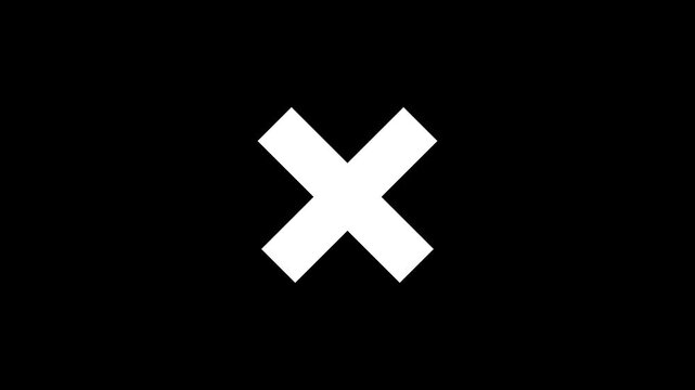 Minimal White X Icon Pop Animation on Black Background - 4k