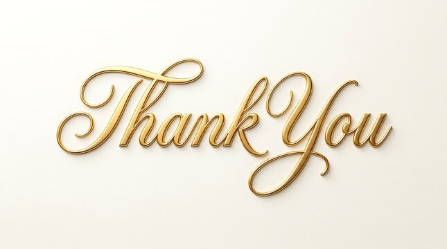 Elegant gold cursive thank you message design for greeting cards and signs
