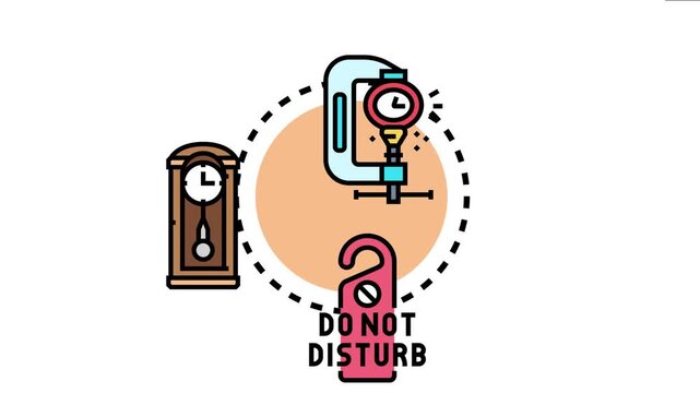 Visualizing the not time sensitive concept with clocks and a do not disturb sign, representing flexible deadlines, no urgency, and freedom from time pressure