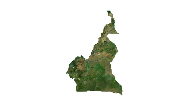 CAMEROON Geological Map with Hillshade Relief, High Resolution Terrain PNG