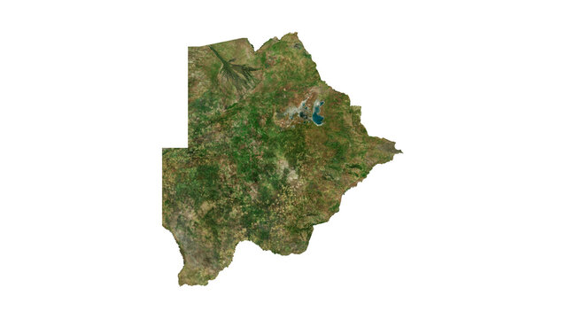 BOTSWANA Geological Map with Hillshade Relief, High Resolution Terrain PNG