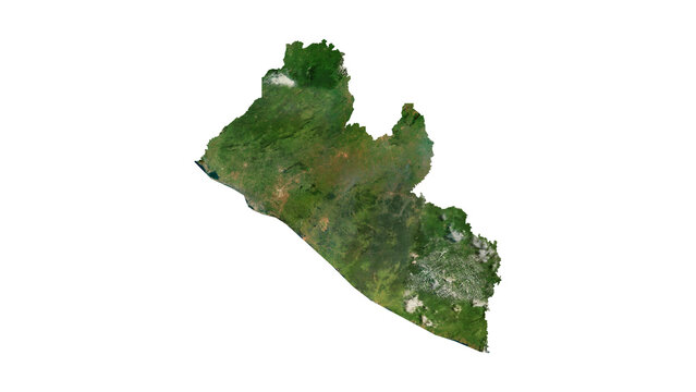 LIBERIA Geological Map with Hillshade Relief, High Resolution Terrain PNG