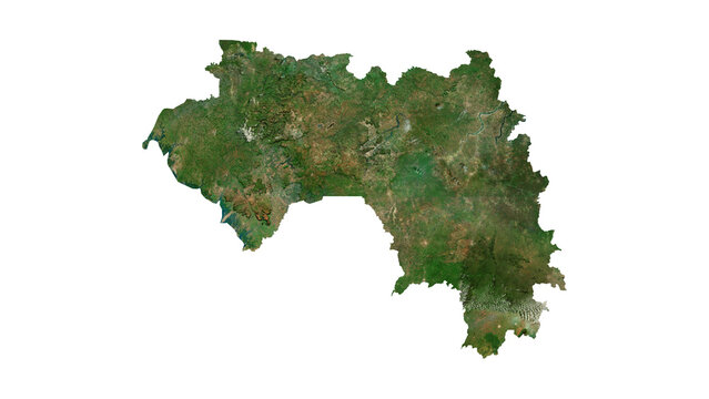 GUINEA Geological Map with Hillshade Relief, High Resolution Terrain PNG