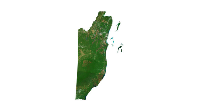 BELIZE Geological Map with Hillshade Relief, High Resolution Terrain PNG