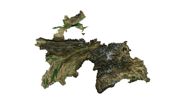 TAJIKISTAN Geological Map with Hillshade Relief, High Resolution Terrain PNG