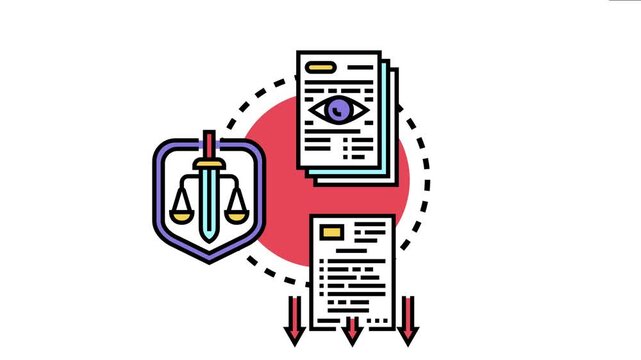 Notary qualification process with legal documents, justice symbol, and official seals representing certification, expertise, and professionalism in legal services