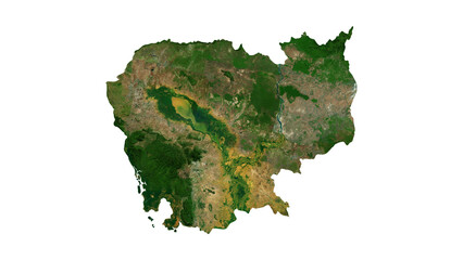 Fototapeta premium CAMBODIA Geological Map with Hillshade Relief, High Resolution Terrain PNG