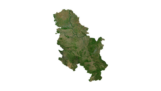 SERBIA Geological Map with Hillshade Relief, High Resolution Terrain PNG