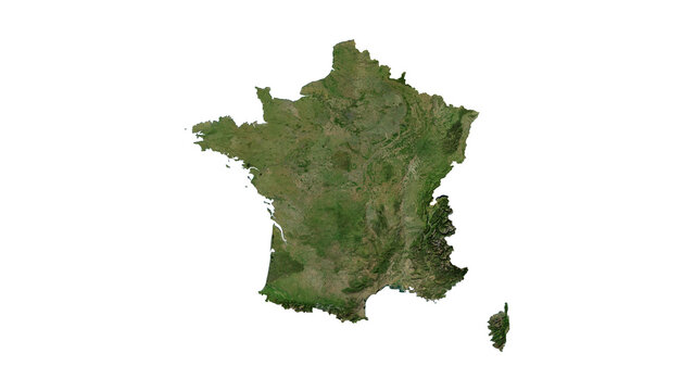 FRANCE Geological Map with Hillshade Relief, High Resolution Terrain PNG