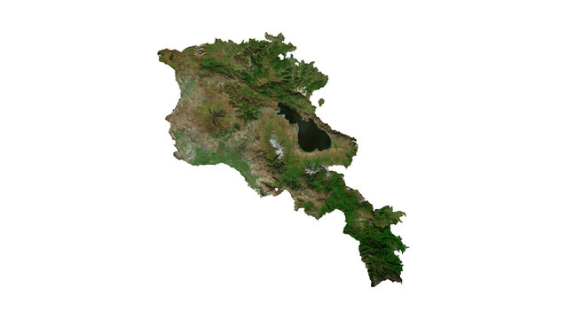ARMENIA Geological Map with Hillshade Relief, High Resolution Terrain PNG