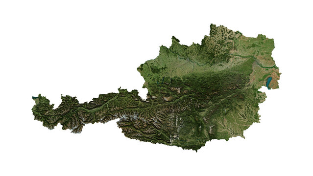 AUSTRIA Geological Map with Hillshade Relief, High Resolution Terrain PNG