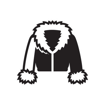 Winter jacket with fur collar and cuffs icon vector illustration