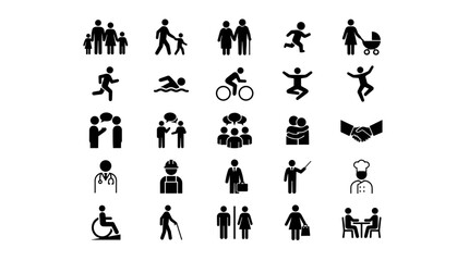 Obraz premium Set of various human activity and occupation icons