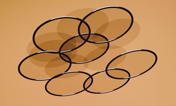 Overlapping 3D Glass Rings on Ochre