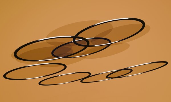 Slanted 3D Hoops with Long Shadows