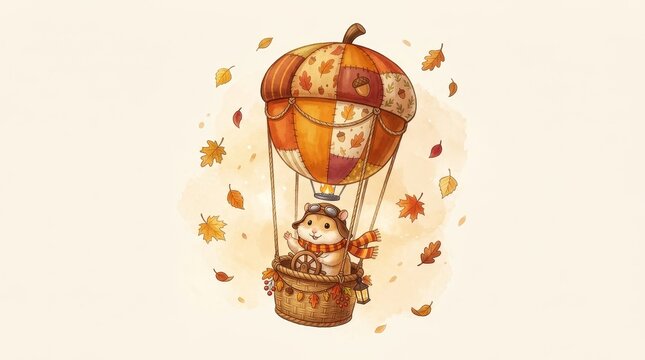 Whimsical Autumn Hot Air Balloon Journey