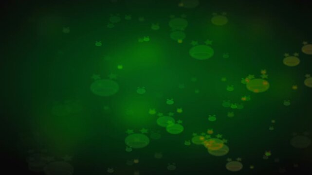 Simple green ghost frogs emoji floating on bokeh loop background