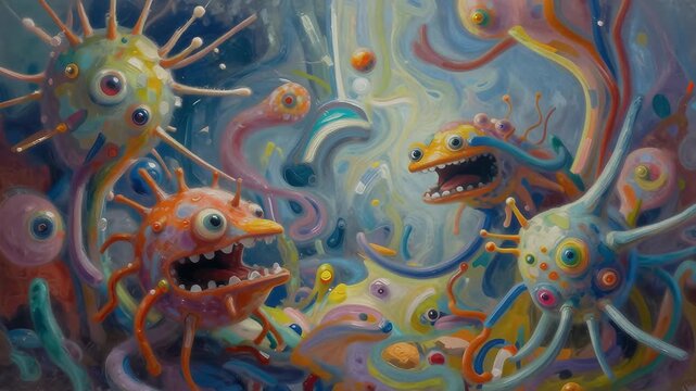 Colorful Creatures Engaging in Vibrant Underwater Exploration