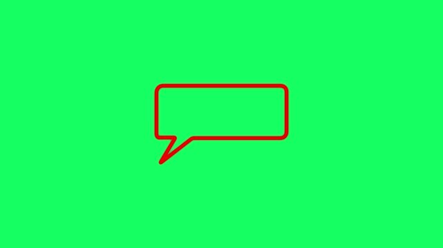Red speech bubble animation on green screen background, for messaging and, communication chat message notification