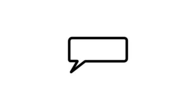 Minimalist speech bubble animation, simple black outline chat symbol for communication and messaging ui