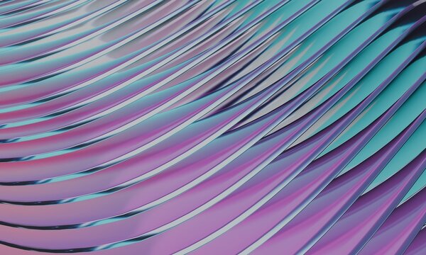 Pastel pink and teal 3D layers flowing diagonally