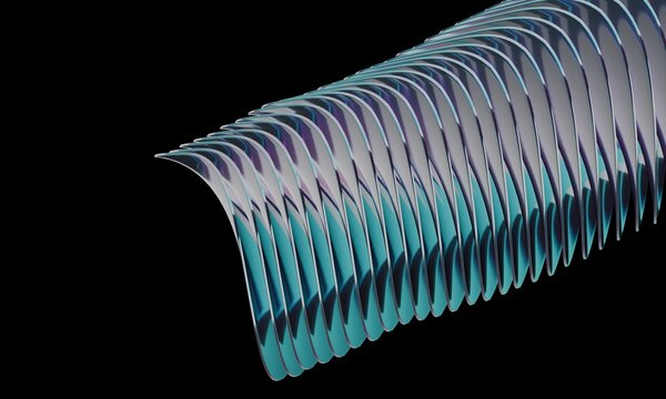 Turquoise 3D Vanes Suspended in Black