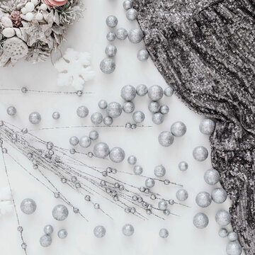 Glittery bauble and sequin textile