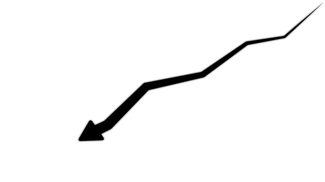 Animated declining line graph arrow showing financial loss or market downturn chart decline