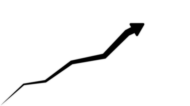 Business growth arrow graph animation, rising financial success chart, upward trend line for corporate presentations and data analysis