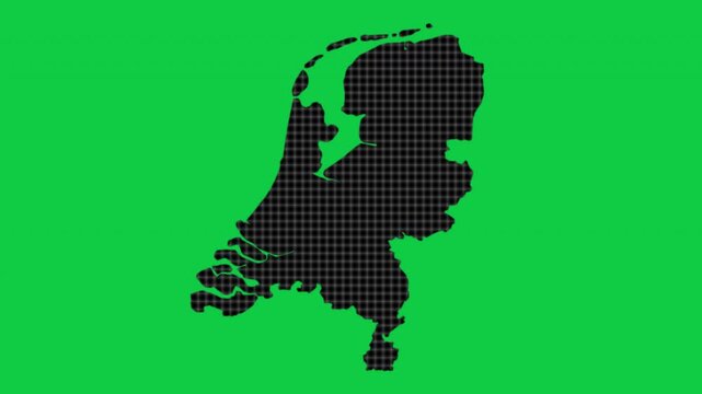 Netherlands black cells effect map pop animation green background