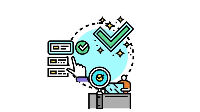 Hand interacting with a digital interface, completing an audit cycle, and performing user acceptance testing for a new product, confirming its readiness
