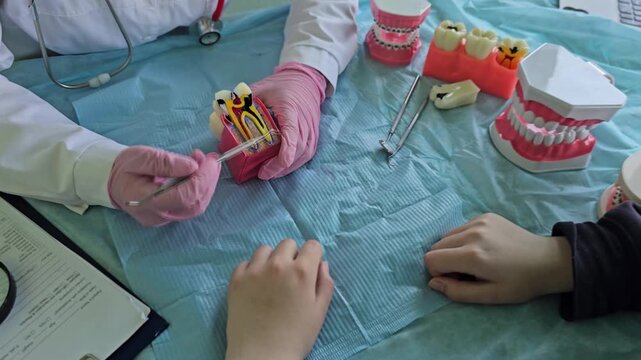 Teaching dental hygiene with models in a clinic setting