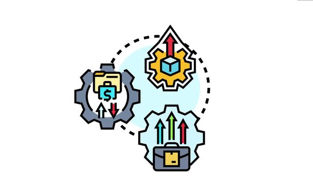 Application programming interface concept icon showing business innovation process, creating modern technology, and expanding market potential with new service deployment