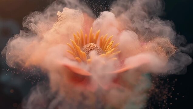 Blooming Flower Transforming with Magical Smoke