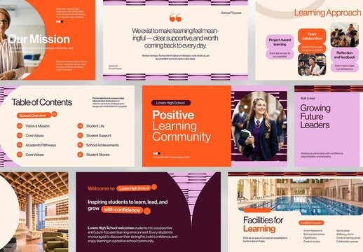 High School Prospectus Presentation Template, Secondary School Admissions Slide Deck for Enrollment, Student Recruitment & Open Day