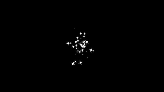 White glittering star dust trail, sparkling particles on black background, twinkle star burst glitter sparkle, shining white particle stars dust, fairy tail glitter particles sparkling. 4k