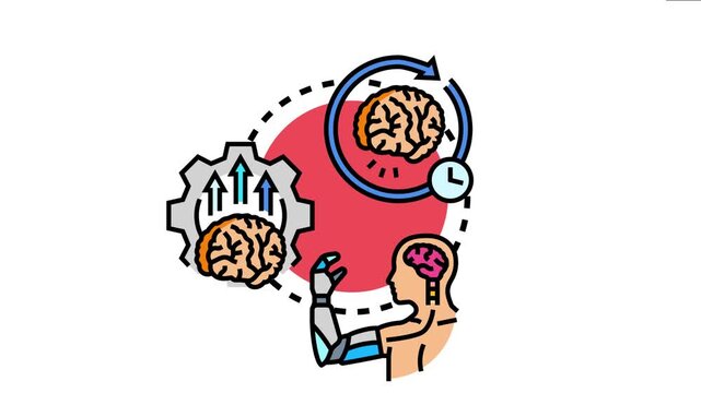 Humanoid figure connecting with a robotic arm, symbolizing brain machine communication, artificial intelligence, mental training, and the future of technology interfacing with human biology
