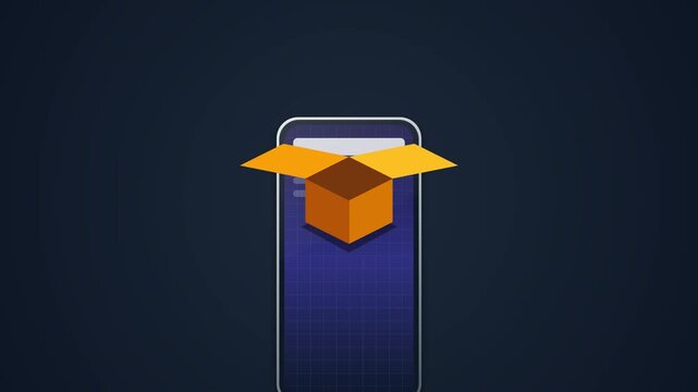 Animated concept of a drone delivery service requested via a smartphone app with a successful order confirmation
