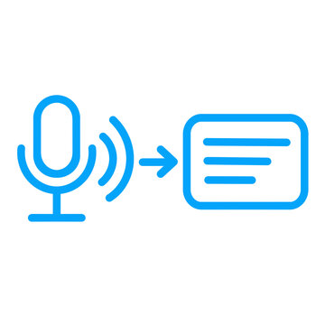 Speech to Text Conversion Blue Line Icon