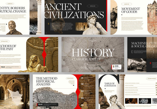 History Class Presentation Template, Editable Educational Slide Deck for World & Ancient History Lessons, Lectures and Social Studies