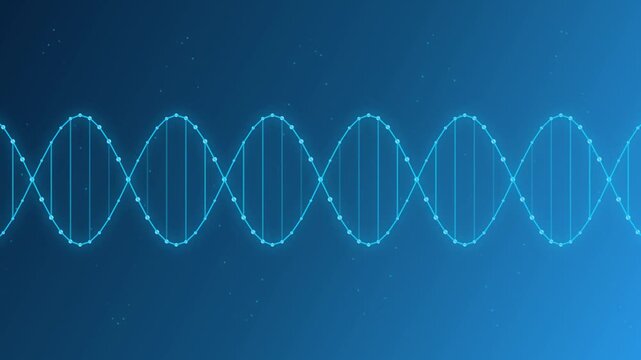 Glowing Cyan DNA Helix Loop for Medical and Biotech