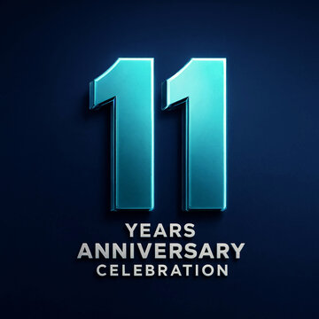 Eleven Years Anniversary Celebration Modern Metallic Number Design