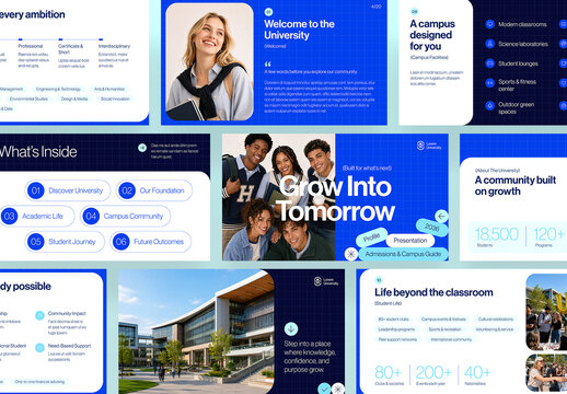 University Prospectus Presentation Template, College Guide & Admissions Slide Deck for Higher Education Student Recruitment