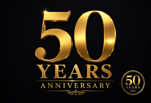 Golden fifty years anniversary celebration design with elegant typography