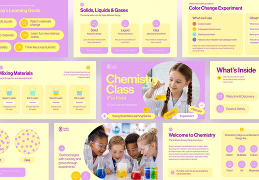 Kids Chemistry Class Presentation Template, Colorful STEM Education Slide Deck & Science Lesson Slides for Elementary School