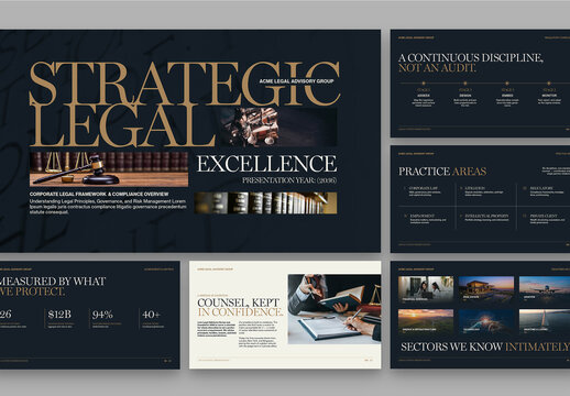 Law Firm Presentation Template, Legal Services Slide Deck & Company Profile for Lawyers and Attorneys, Elegant Corporate Pitch Deck