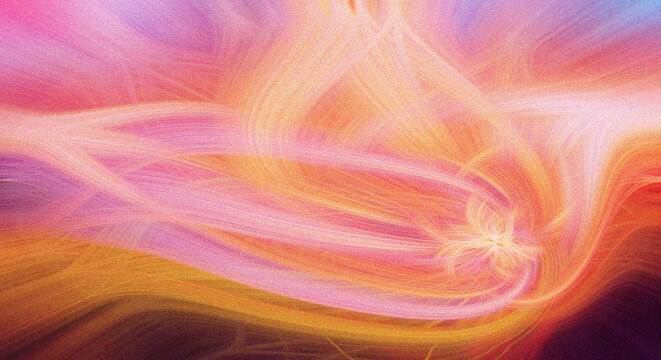 Abstract digital art background with swirling vibrant colors and flowing light patterns in pink orange and yellow