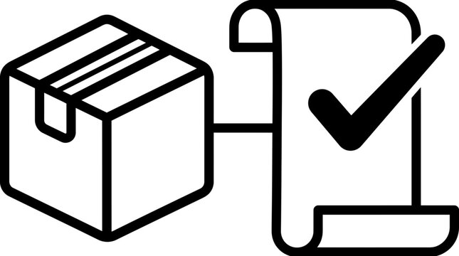 Delivery Package Box with Checked Receipt Document Vector Icon