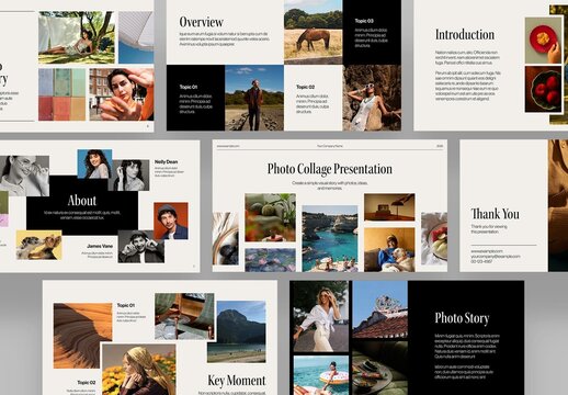 Photo Collage Presentation Template, Scrapbook Slideshow & Instant Photo Mockups, Photo Book and Album Layouts for Photography Portfolios
