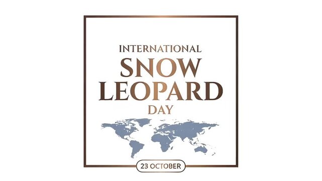 International Snow Leopard Day graphic design with world map and text